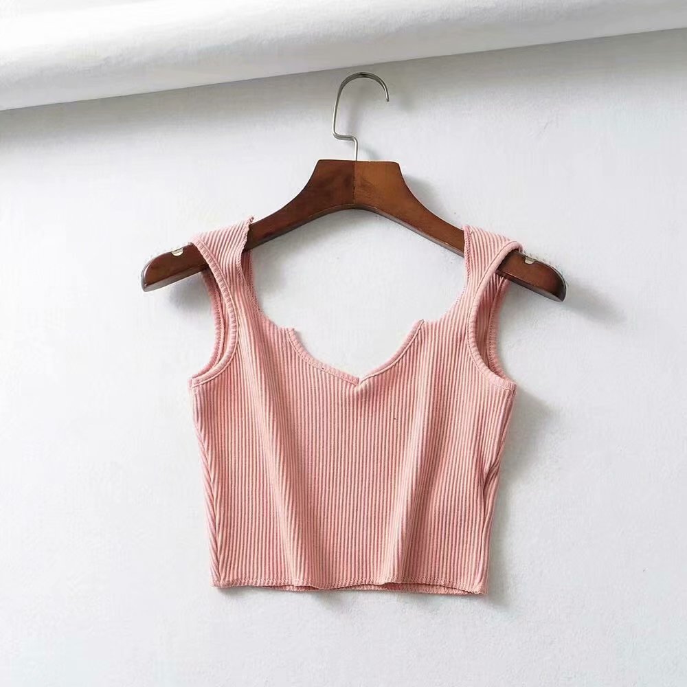 2020春季新款欧美bm款高弹鸡心领小背心女式上衣女装