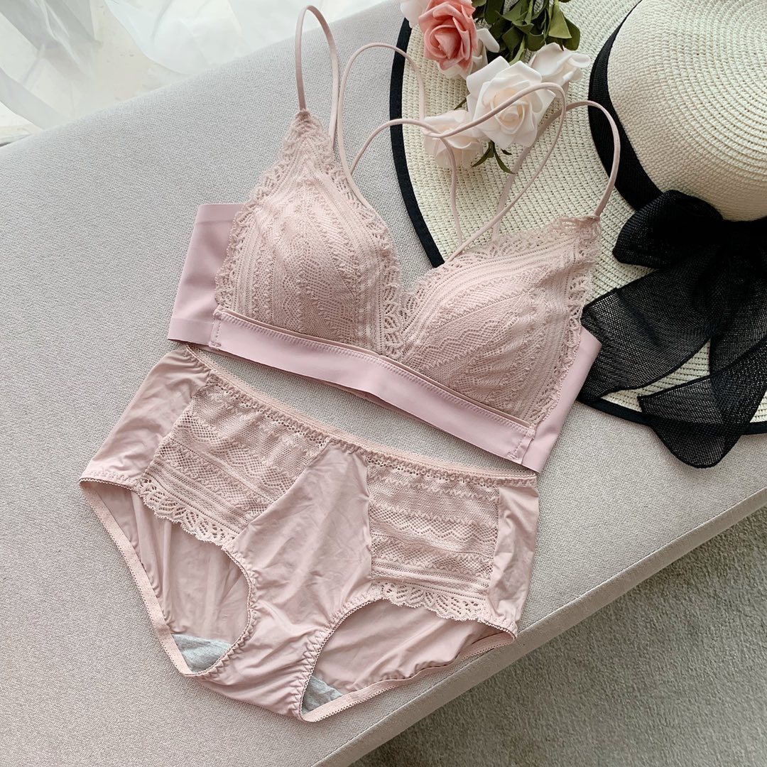 原创日系小仙女内衣女性感蕾丝交叉绑带薄杯舒适聚拢无钢圈文胸罩