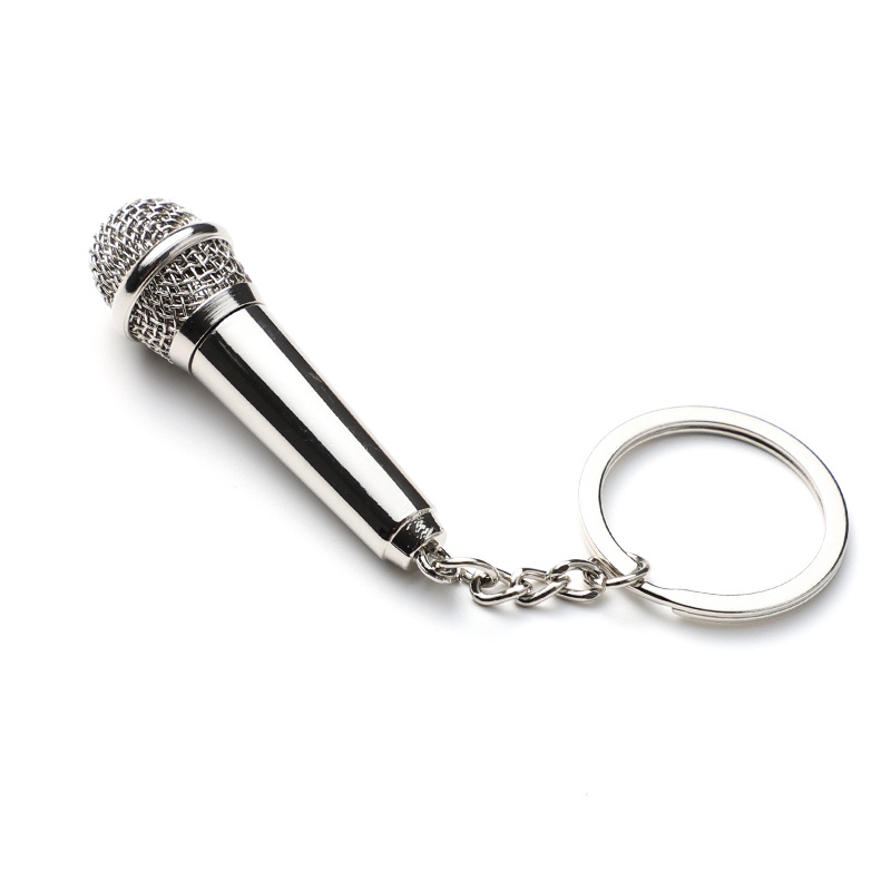 Metal Keychains Simulation Microphone Mouthpiece Keychain Pendant Valentine's Day Gift Creative Keychain Accessories