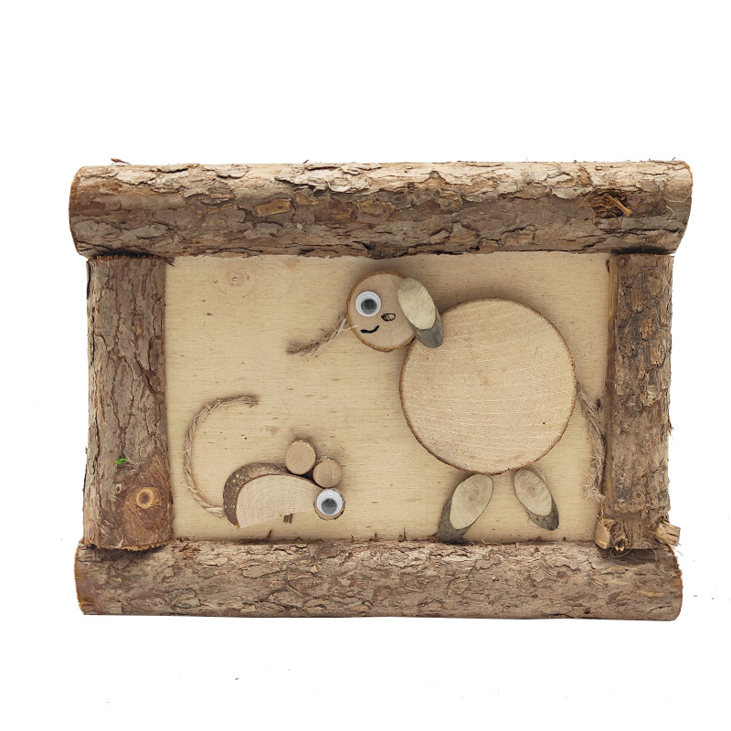 原木幼儿园区角美劳diy手工创意粘贴自然木片干树枝制作材料包