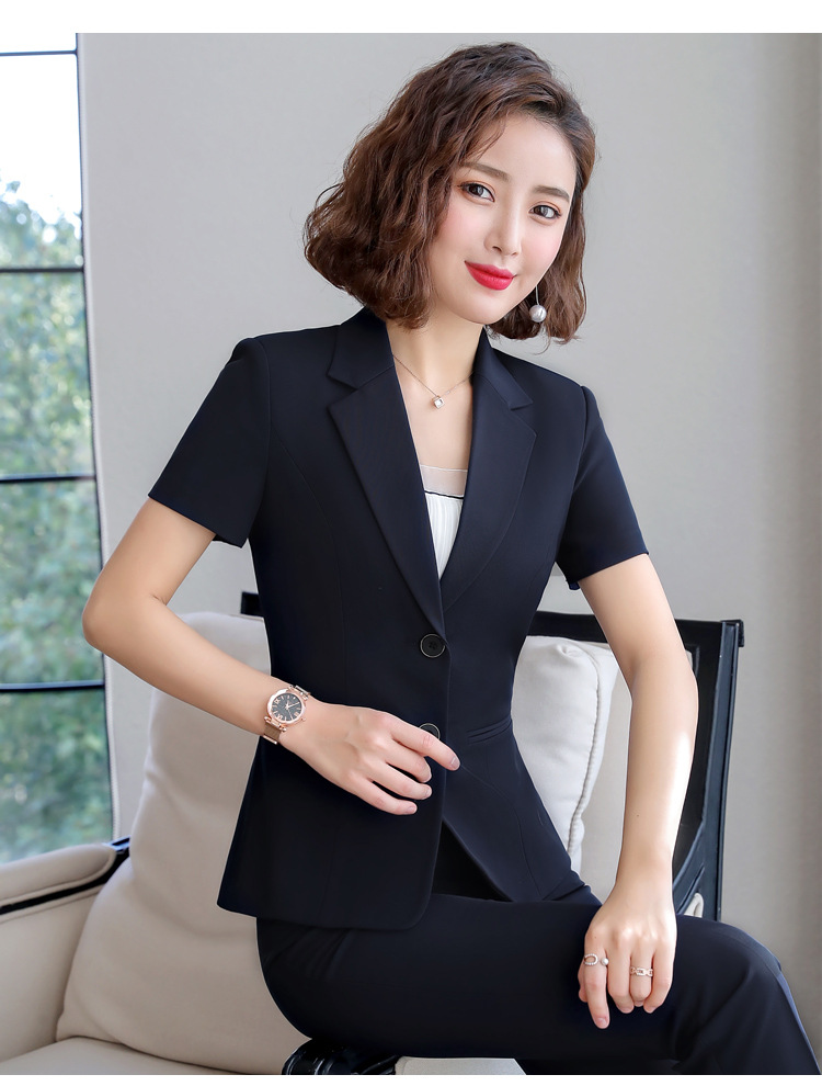 小西装套装女短袖夏季新款时尚工作服气质职业薄款西服正装外套女