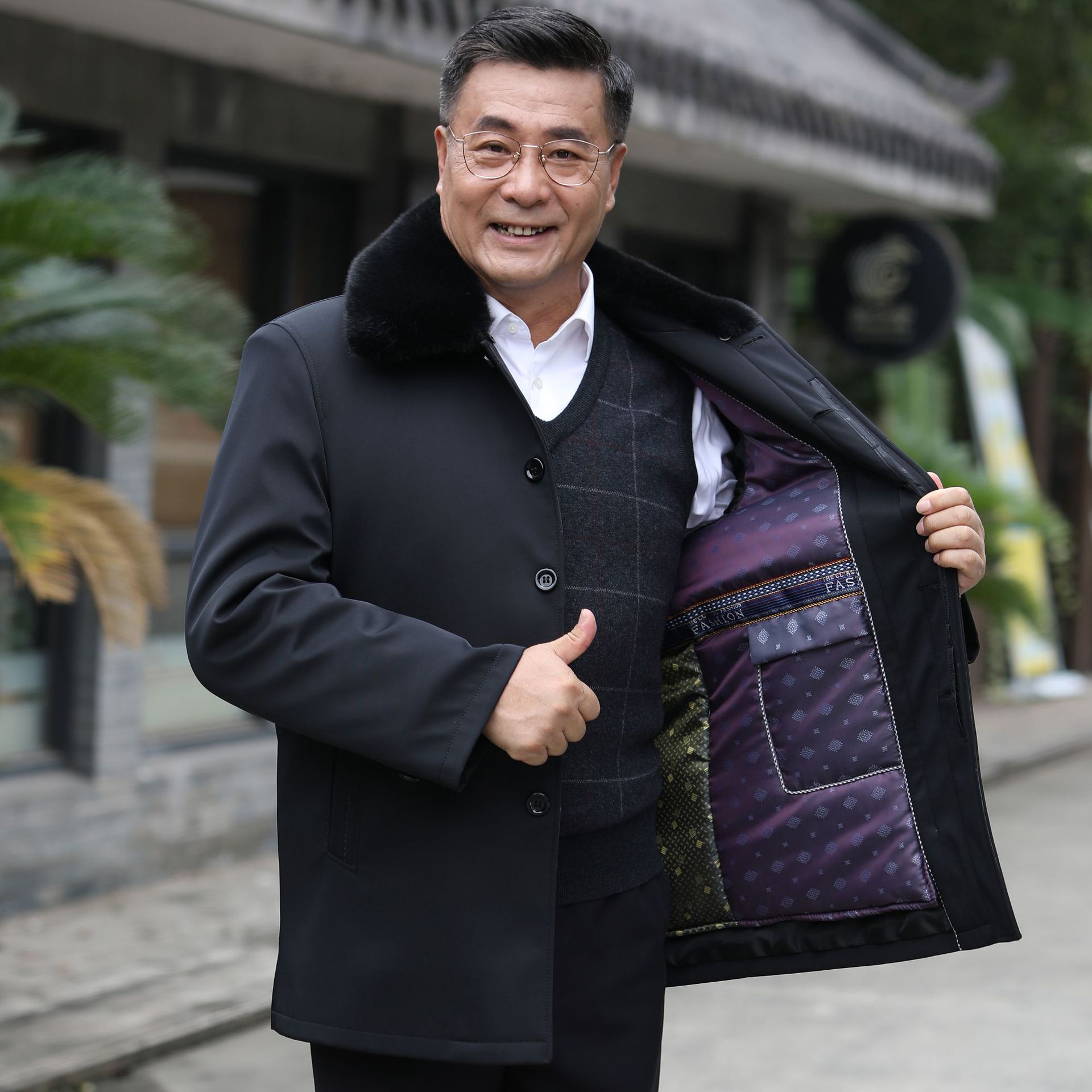 中老年男士棉服可脱卸活里活面棉衣老年尼克服加厚爸爸爷爷装批发