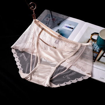 新品超薄蕾丝透明性感内裤女无痕冰丝中腰内裤莫代尔底裆女士内裤