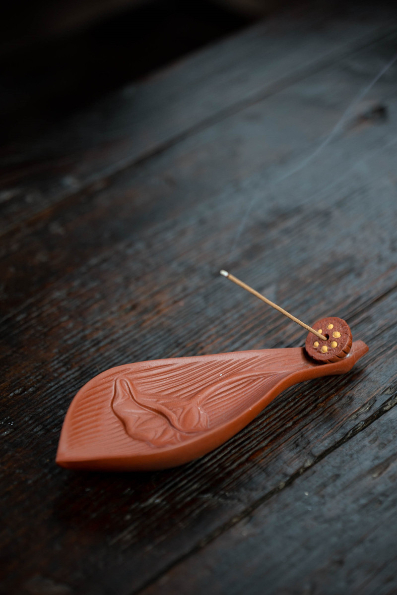 紫砂香插摆件创意家居香熏炉摆件陶瓷家用檀香荷花香插炉茶道零配