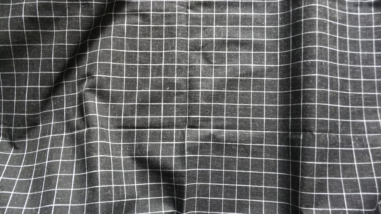 涤麻黑白格子条纹麻布料箱包布沙发布抱枕靠垫布桌布台布装饰布