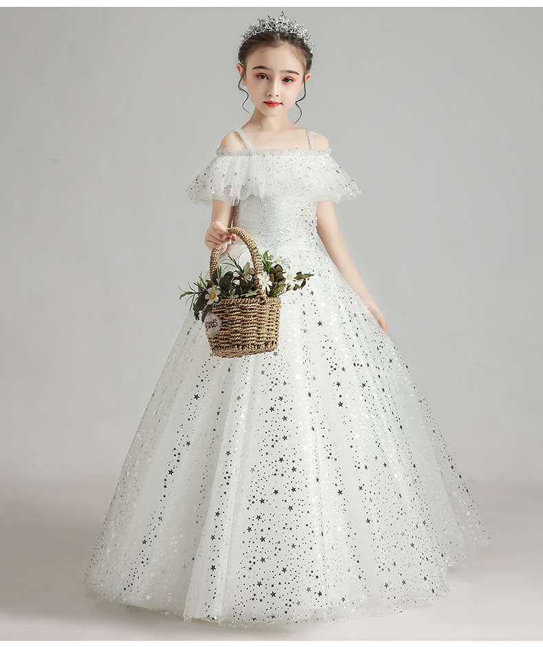儿童晚礼服女童公主裙蓬蓬纱小女孩主持演出服气质走秀花童婚纱裙