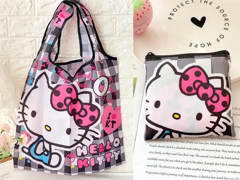 Japanese Cute Cartoon Large Capacity Shopping Bag Portable Supermarket Foldable Vest Bag Eco-friendly Bag Shopping Pouch