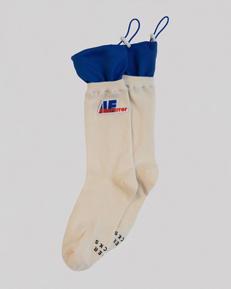 贴布长筒吊坠抽绳ader袜子透气运动街头潮流女时尚中筒袜