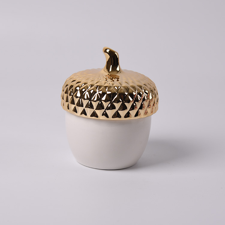 金色松果密封罐陶瓷茶叶罐 糖罐 香料罐厨房潮品陶瓷收纳家居摆件
