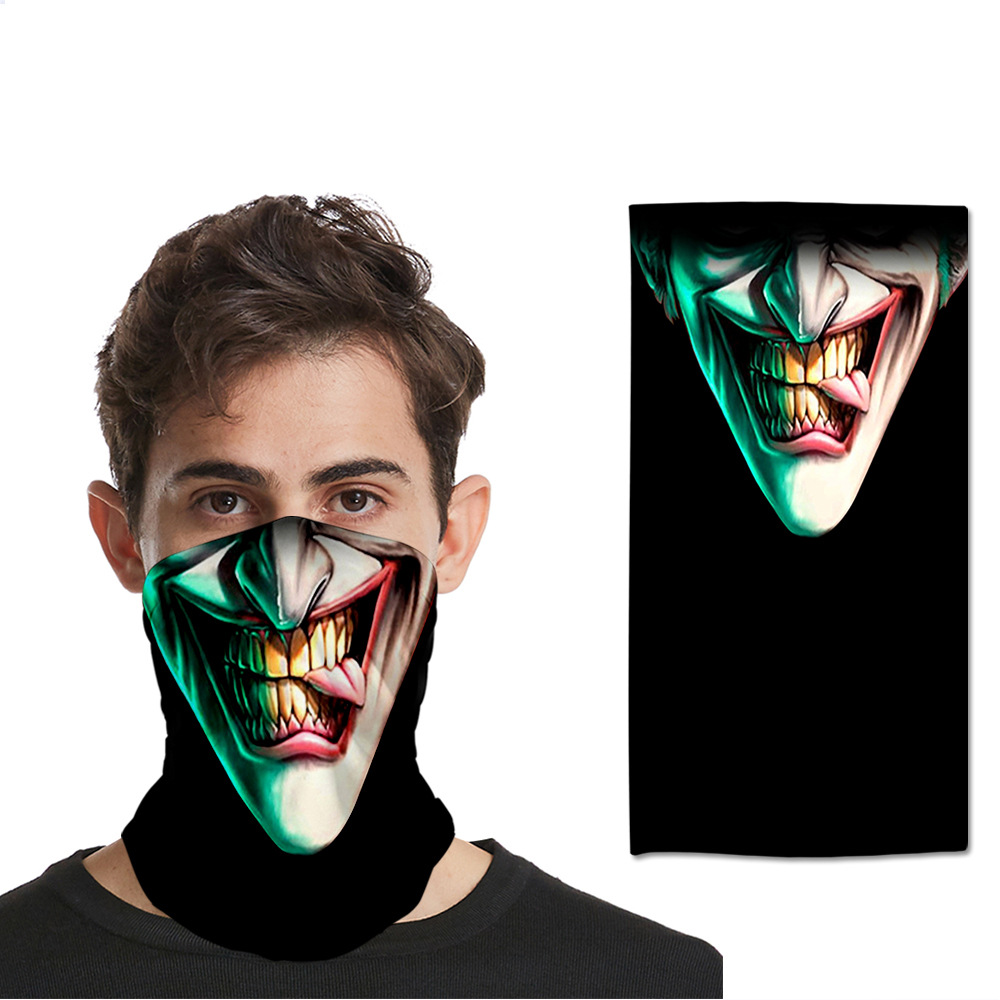跨境 小丑joker个性嘴巴3d印花头巾面罩多功能户外防晒防尘配饰