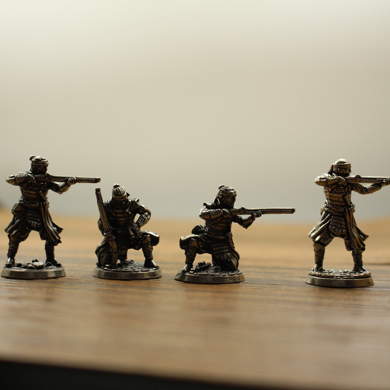 炮兵士日本幕府武士古代兵人玩具模型成品桌面游戏汽车摆件手办
