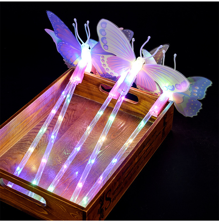 爆款促销蝴蝶发光棒波波球儿童玩具蝴蝶led魔法棒地摊夜市广场