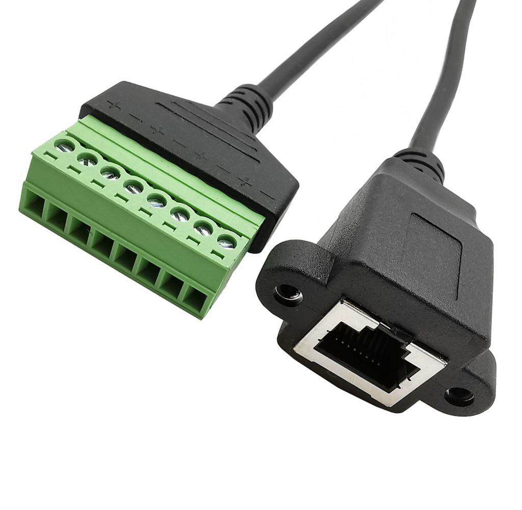 直插式rj45网线母头免焊端子带螺丝孔可固定转接线8芯网络延长线