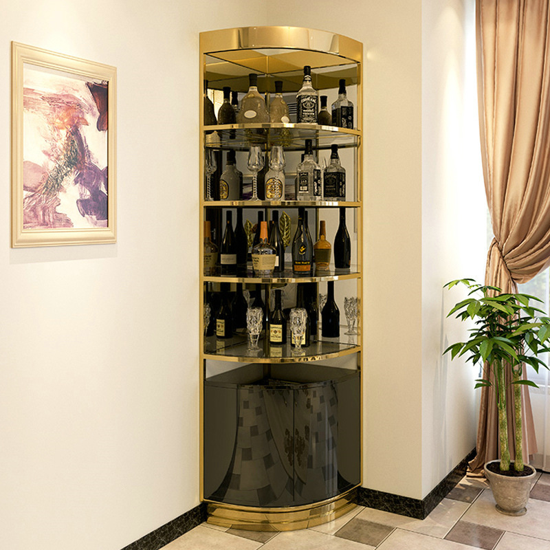 轻奢三角酒柜靠墙角柜三角边柜玻璃红酒展示酒橱现代客厅转角柜