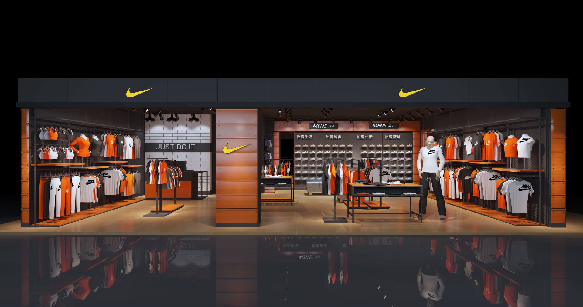 厂家定制 运动服展示柜 休闲服装展柜 阿迪运动货柜体育展示用品