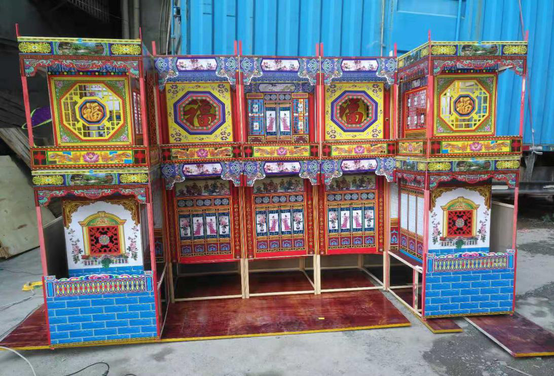 厂家直销230型四合院竹架灵房纸房子折叠冥屋 纸扎棺罩殡葬用品