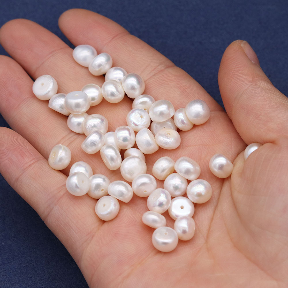天然淡水珍珠面包形半孔耳钉珍珠10颗/包-规格7-8mm 工厂大量批发