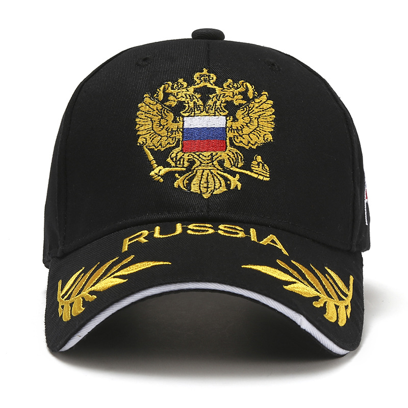 外贸亚马逊新款百搭刺绣俄罗斯国徽棒球帽金色翅膀出游防晒鸭舌帽