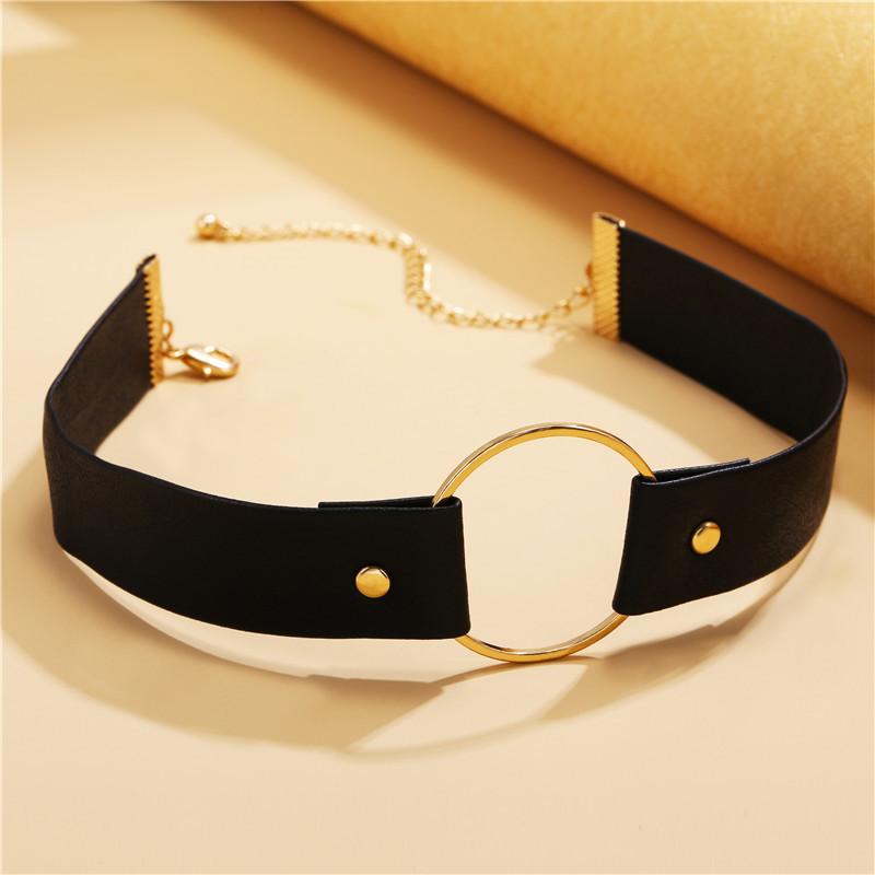 嘻哈摇滚原宿朋克哥特爱心吊坠项链皮项圈皮革项链颈链项链