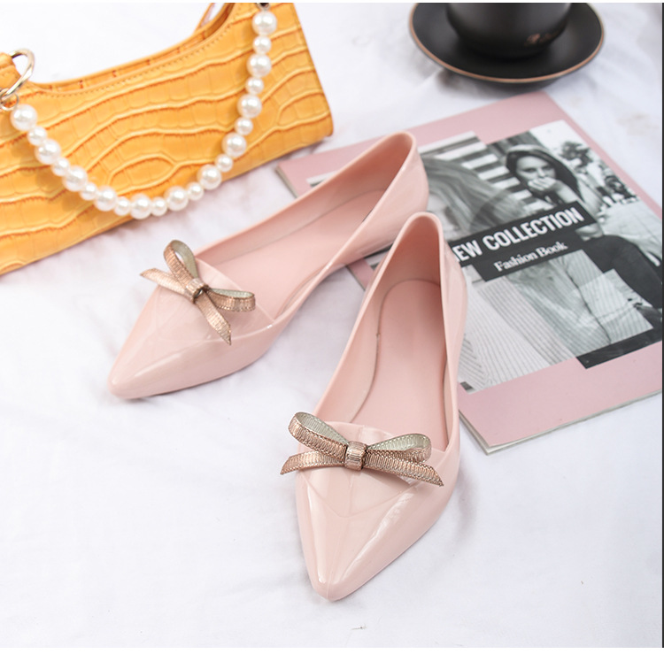 新款梅丽莎果冻女melissa蝴蝶结尖头女单鞋平底浅口懒人鞋现货