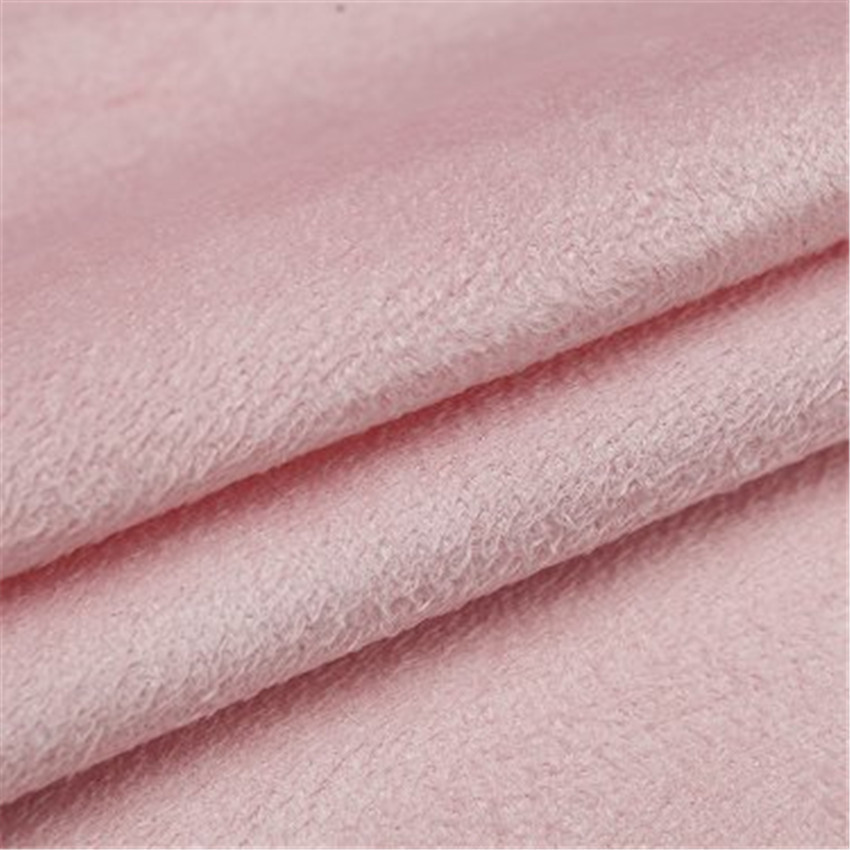 全涤薄款经编仿皮绒微弹布料鞋材服装箱包瑜伽垫鞋垫麂皮绒面料批