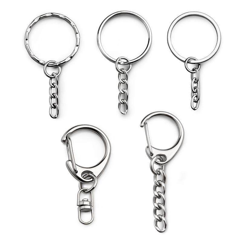 4万个相似钥匙圈带链 25光圈平圈花圈带链子 金属钥匙扣 双圈钥匙圈链