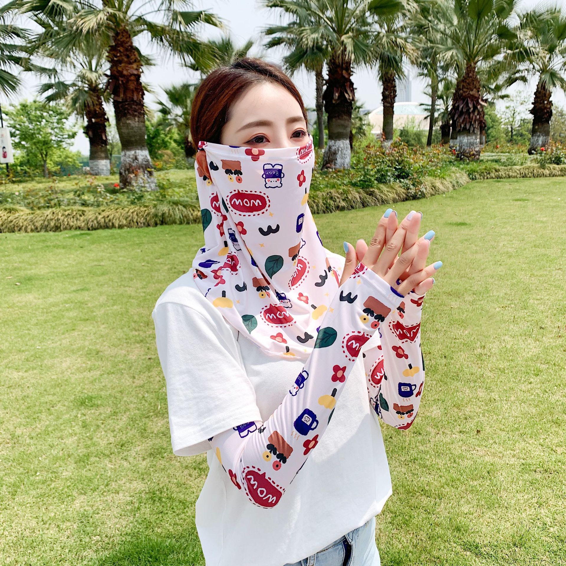 夏ins防晒面纱女面罩遮脸面部冰丝开车护颈口鼻罩全脸罩脖子