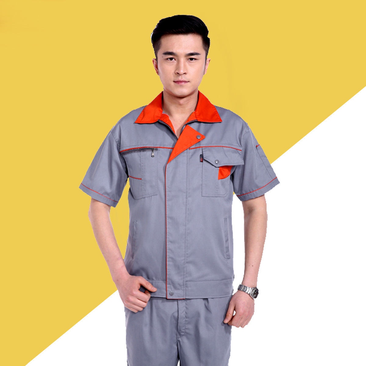 快递员工作服半袖汽车维修服物流运输工人制服建筑工地施工监理服