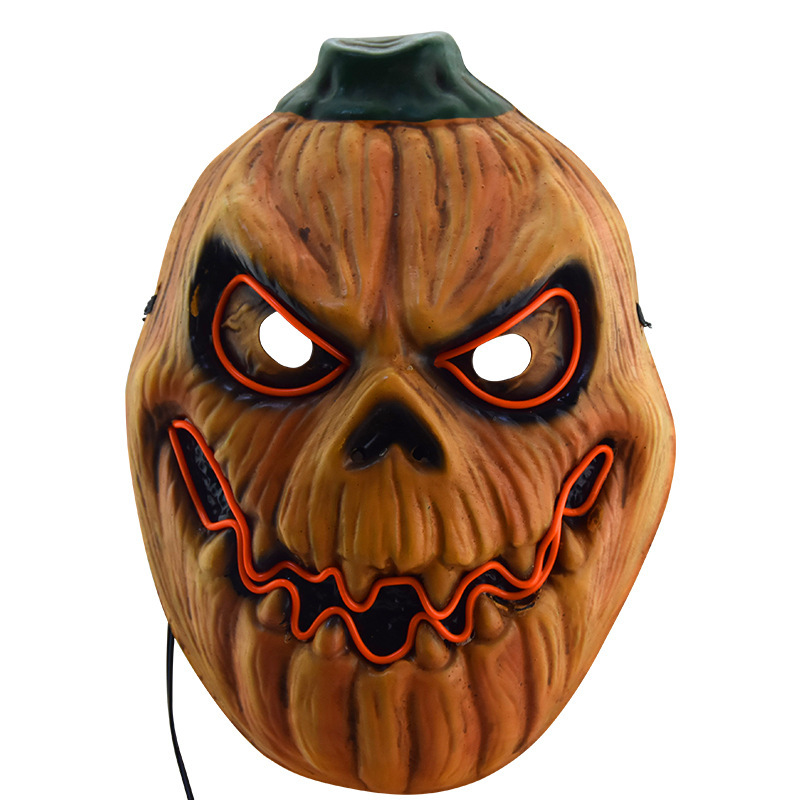 新款万圣节南瓜头发光面具 化妆舞会派对搞怪整蛊南瓜面具