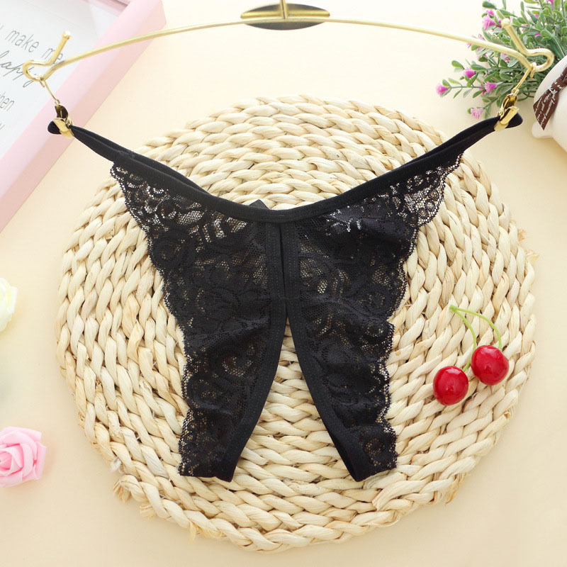 外贸新品 开档透视t裤低腰性感丁字裤女 镂空诱惑蕾丝女士内裤