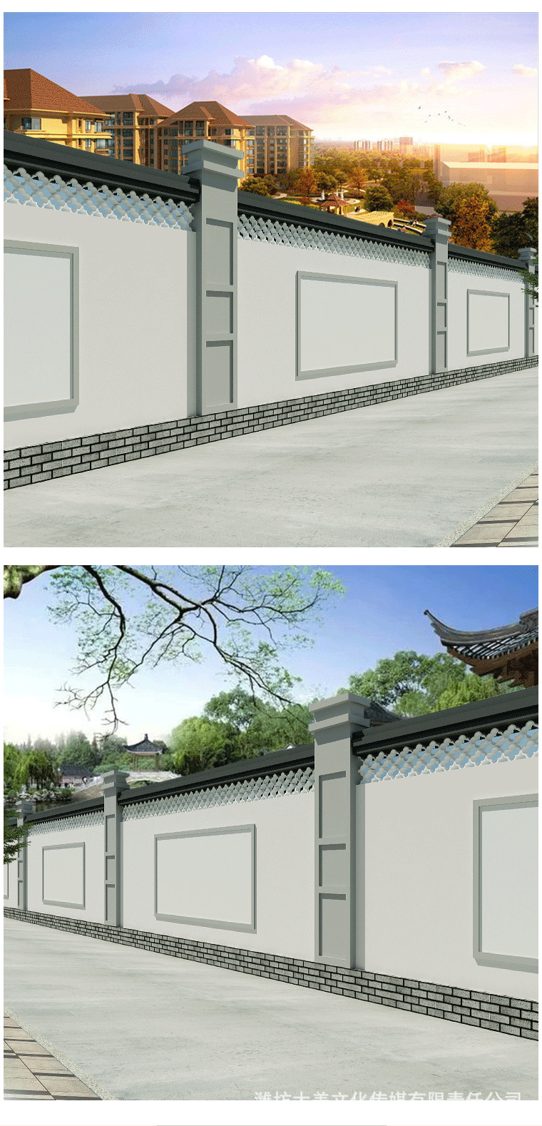 山东厂家定制中式简约围挡徽派风格定制旅游景点仿古围栏围墙装饰