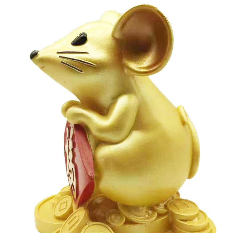 2020生肖福财旺金鼠摆件收款码鼠现货直销树脂工艺品摆件