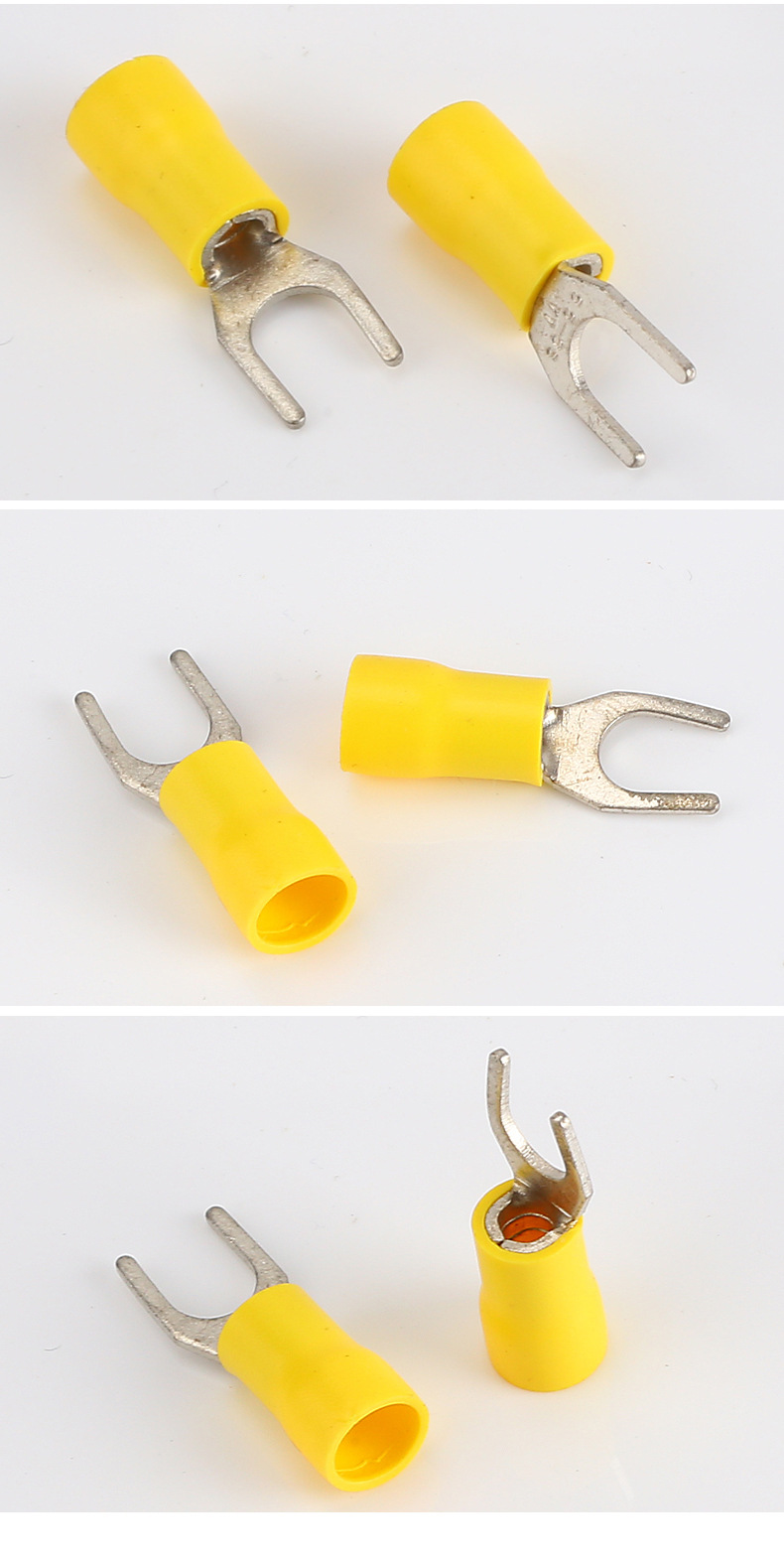 供应u型pvc绝缘单铜套冷压端子 u叉形端子黄色乙烯护套 sv5.5-6s