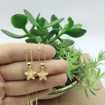 网红爆款周家镂空星星项链幸运星项链小红书越南沙金五角星项链女