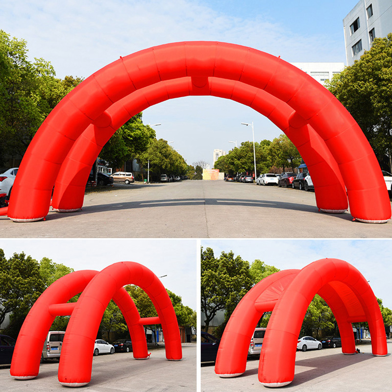 批发开业庆典充气门双联彩虹门 户外活动8米充气拱门红色双拱门