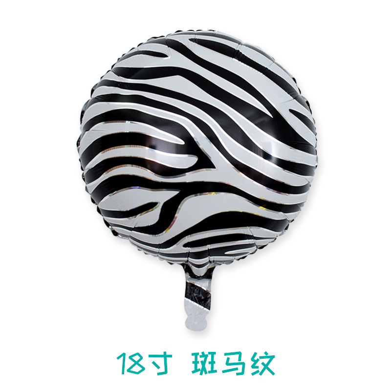 New 18-Inch Animal Striped Aluminum Film Ball Birthday Gathering Party Decorative Cartoon Animal Aluminum Foil Balloon Wholesale