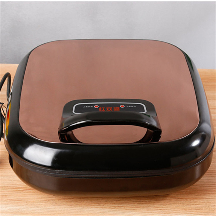 批发红双喜方形不锈钢电饼铛 加深加厚煎饼锅 不粘少油烟烧烤炉