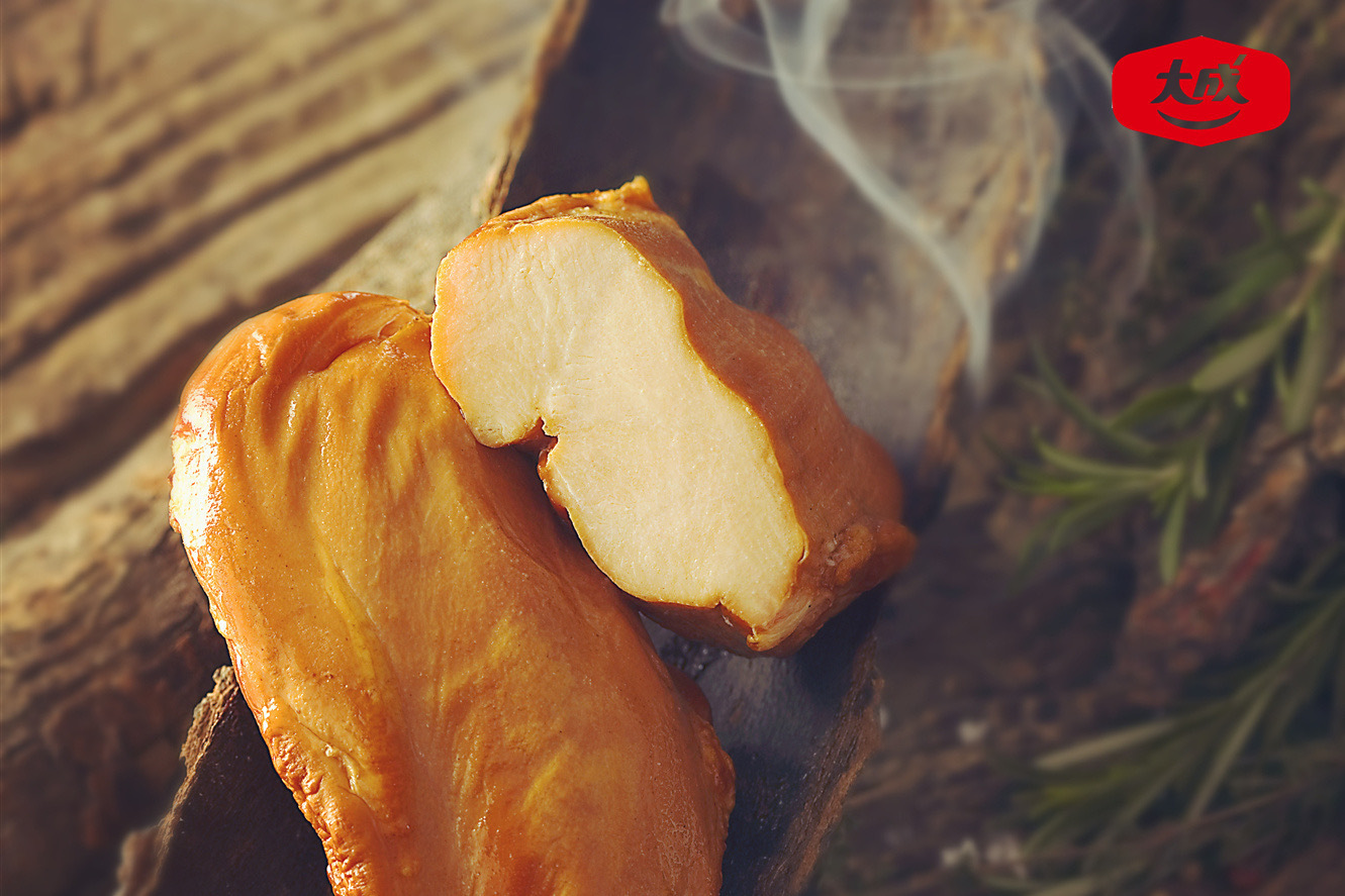 大成烟熏香薰鸡胸肉1kg/包 冷冻 烘焙营养餐鸡肉沙拉披萨西餐冷盘