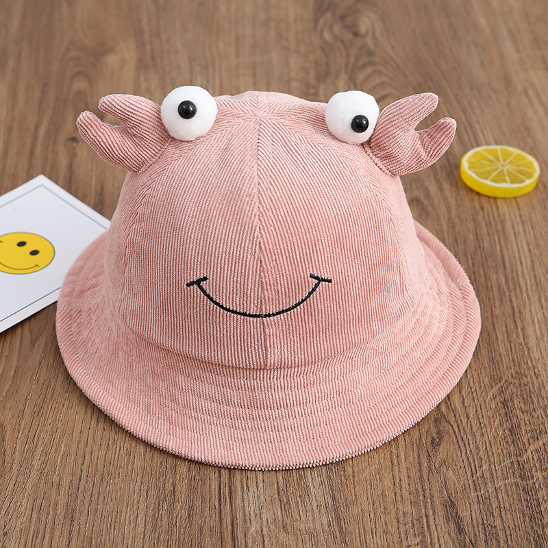 2020新款灯芯绒螃蟹帽子秋冬新款儿童渔夫帽防风保暖幼儿宝宝帽子