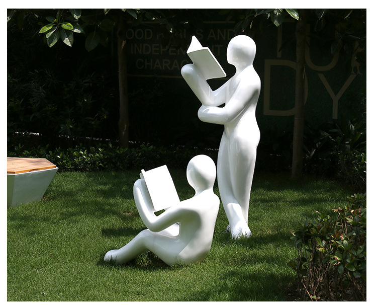 玻璃钢雕塑校园文化卡通读书人雕塑摆件户外广场公园景观美陈定制