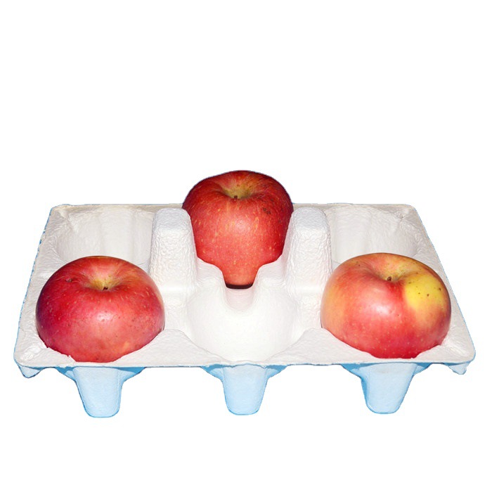 6枚白色纸浆模塑苹果托盘水果托盘水果纸包装内衫纸托盒