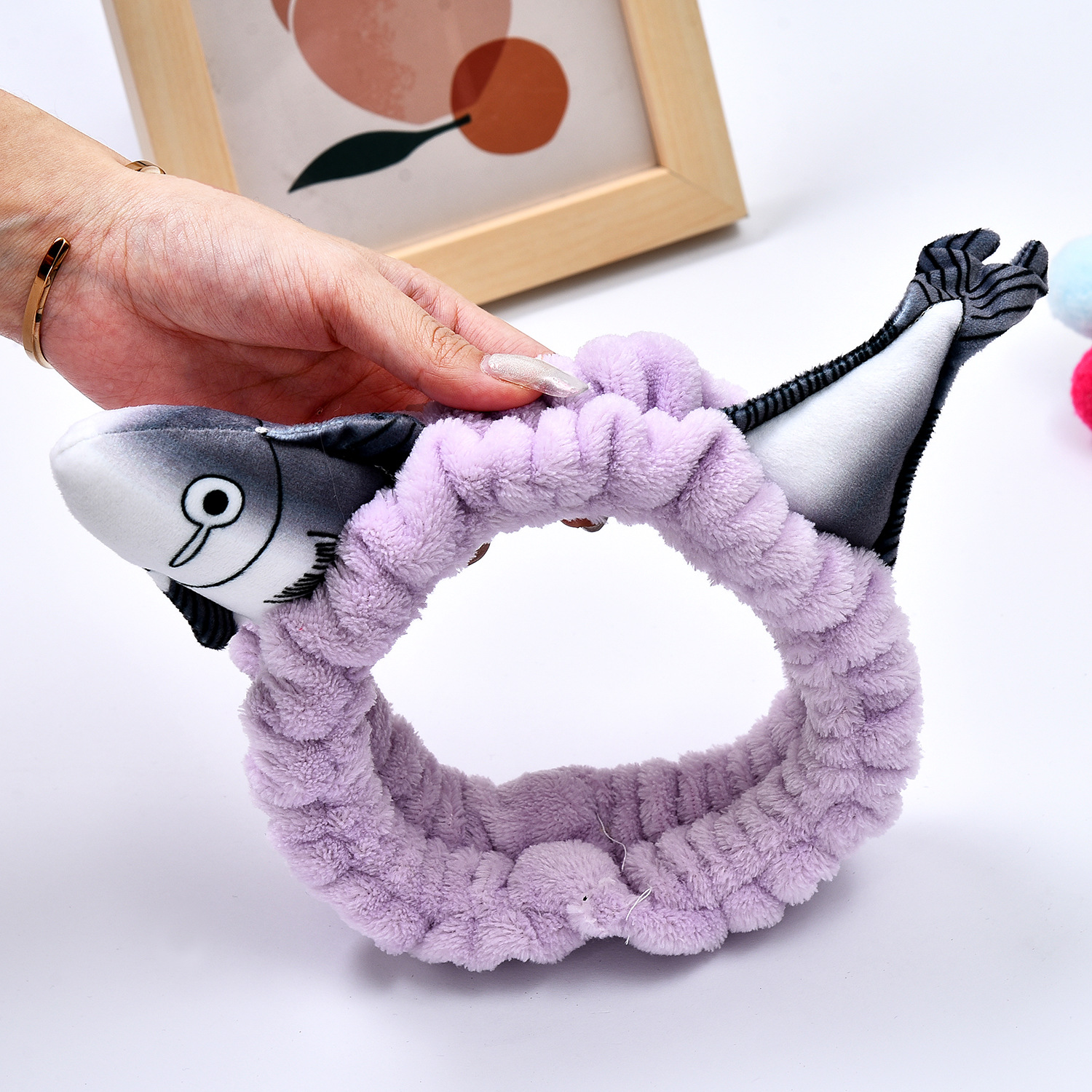 可爱卡通森系小鲨鱼头带 化妆洗脸发圈头饰女甜美立体发箍束发带