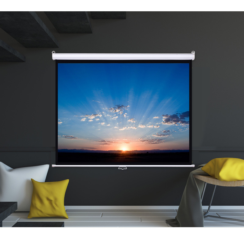 思科瑞投影幕布72寸84寸100寸120寸手拉自锁投影仪幕布手动回收幕