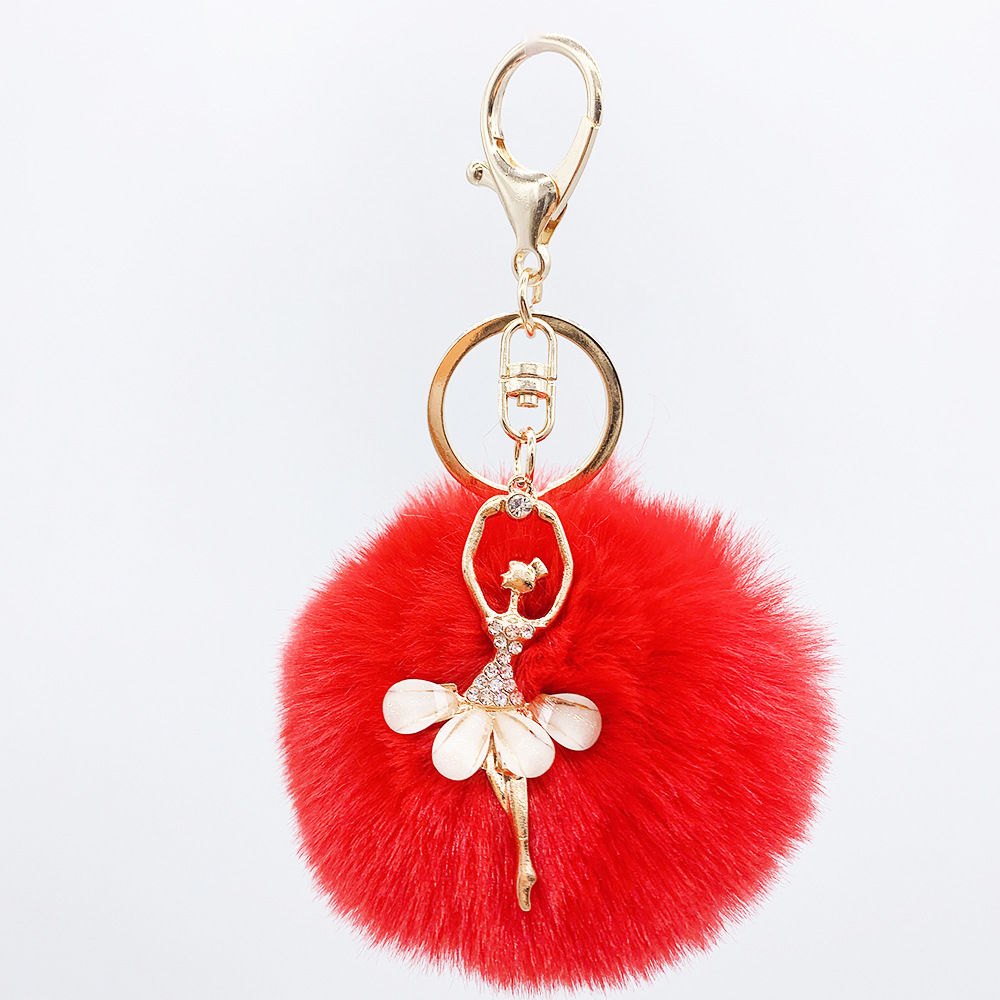 Angel Dancing Girl Fur Ball Keychain Ring Chain Fur Women's Bag Pendant Accessories Women's Bag Pendant Pendant Wholesale