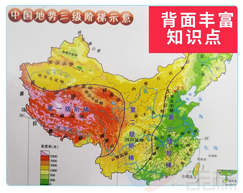 地理老师上课指定适合3岁以上小学,中学,高中,地形用分层设色,底板