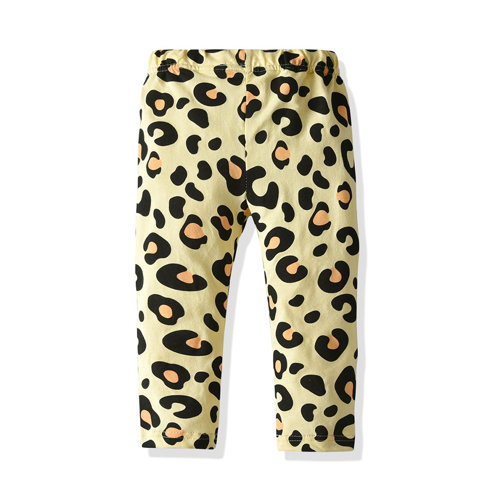 外贸新品儿童装2020春款两件套女童长袖棉质豹纹打底套装一件代发