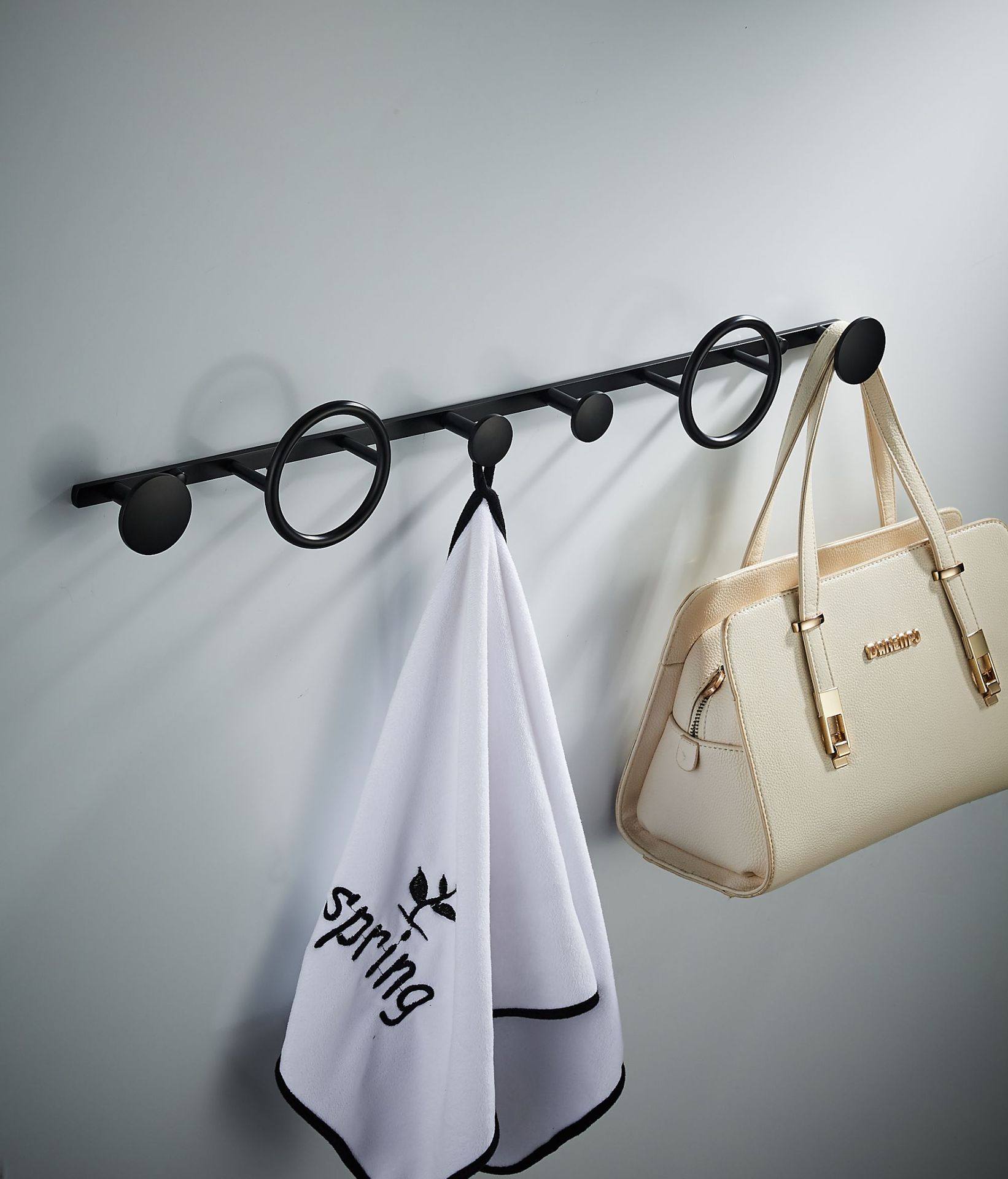 浴室黄铜拉丝挂衣钩玄关壁挂排钩墙壁创意黑色排钩衣服挂钩衣帽钩