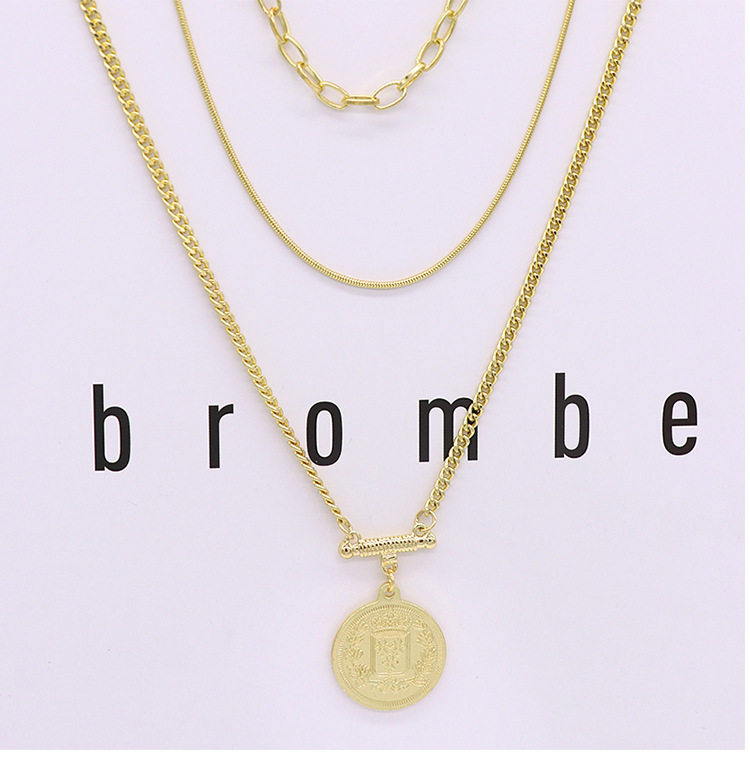 中古项链韩版复古叠戴风多层金币吊坠嘻哈风潮流时尚个性项链