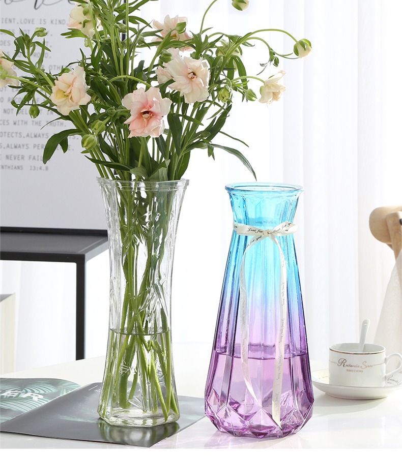 特大号玻璃花瓶透明水养富贵竹玫瑰百合大号干花插花客厅花瓶摆件