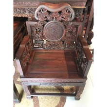 老挝大红酸枝交趾黄檀六件套灵芝中堂太师椅方桌供桌花架红木家具